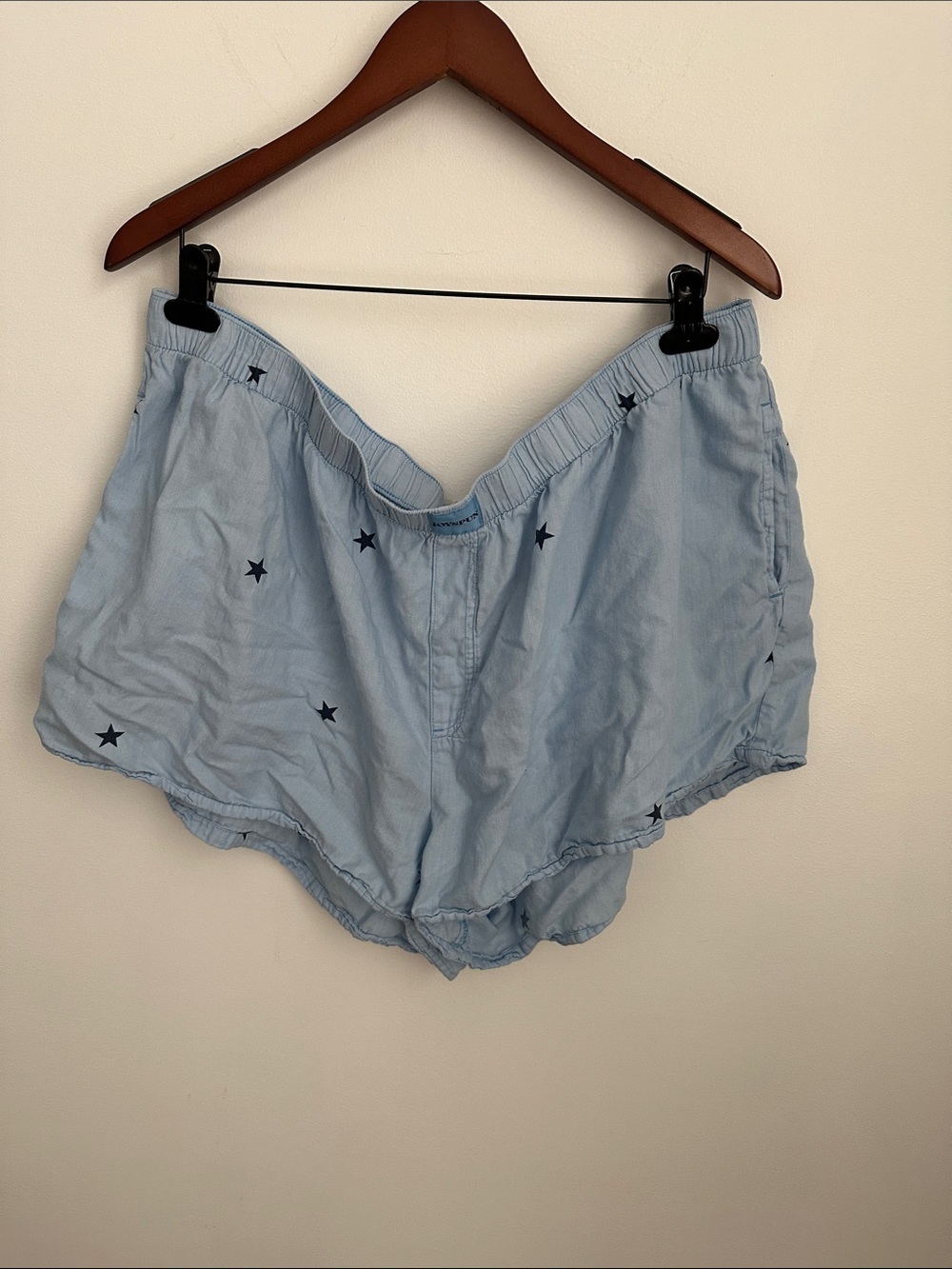 Light Blue Star Print Sleep Shorts - Women